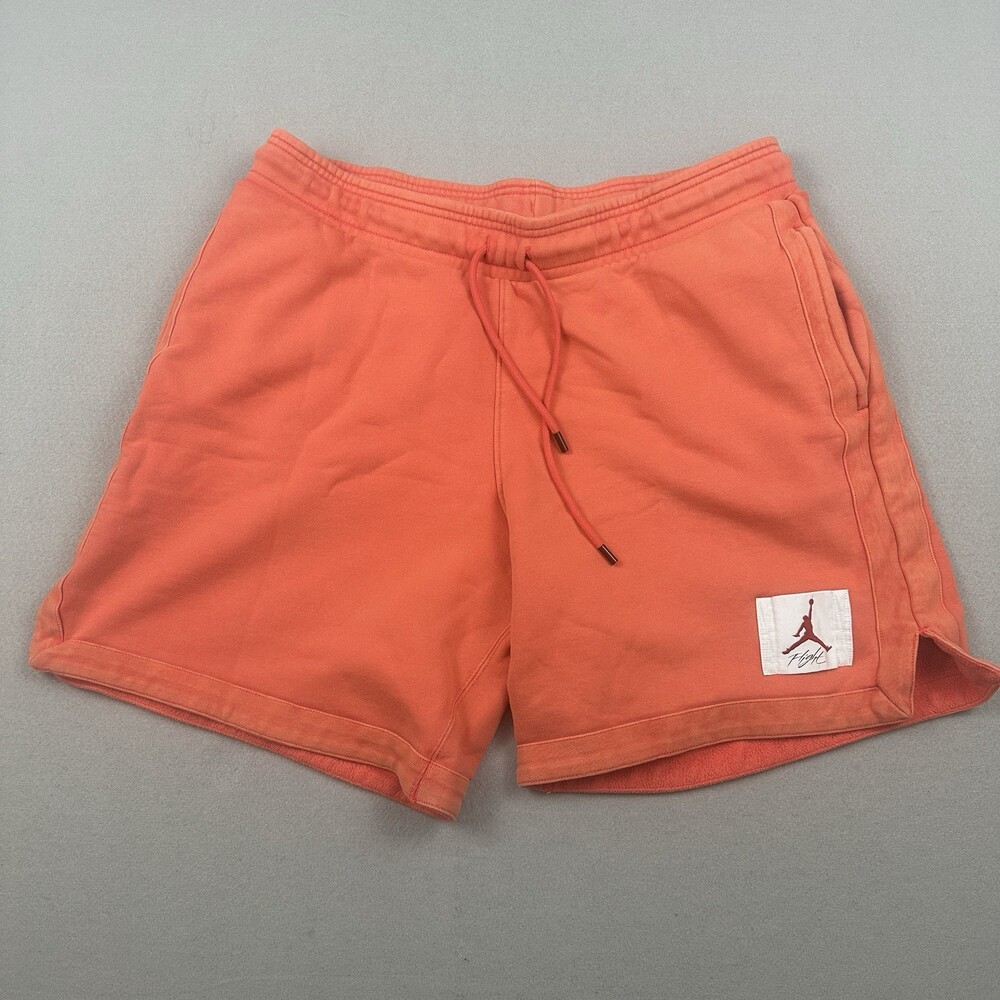 Jordan Shorts Men Extra Large Orange Solid Sweatshorts Jumpman Patch Pockets XL